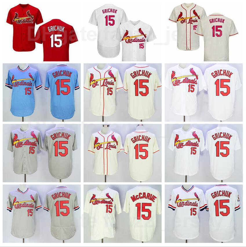 Vintage 1967 1985 Baseball 15 Randal Grichuk Retro Jerseys Pullover Retire Red White Grey Blue Beige Team Color Flexbase Cool Base Cooperstown All S