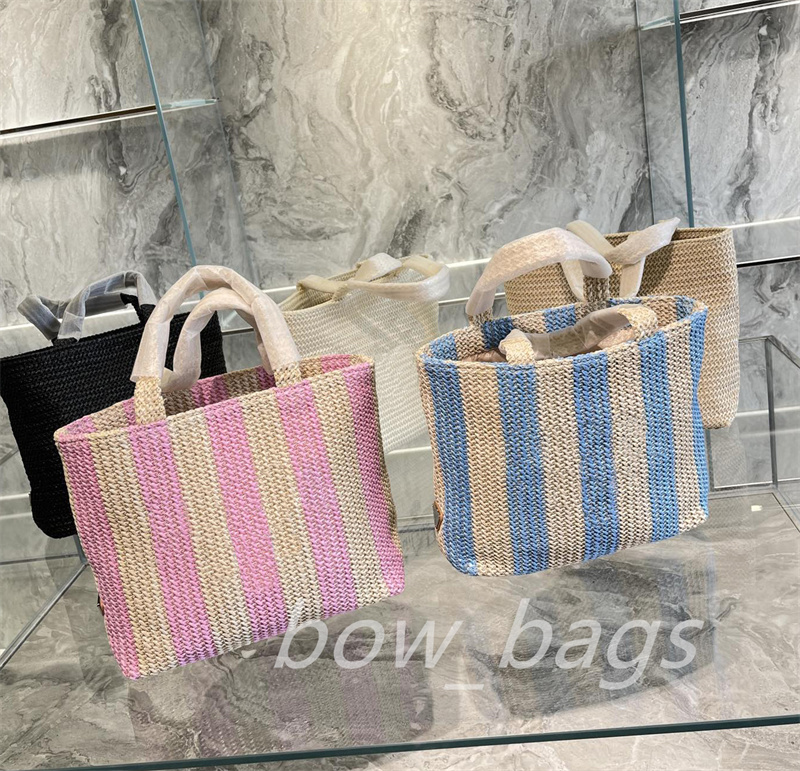 

Women Travel Tote Casual Wallets Beach Bag Stripes clashing colors Designers All-Match Handbag Letter Fashion Purses Functional Top Quality Handbags Womens Luxury, Black 25cm