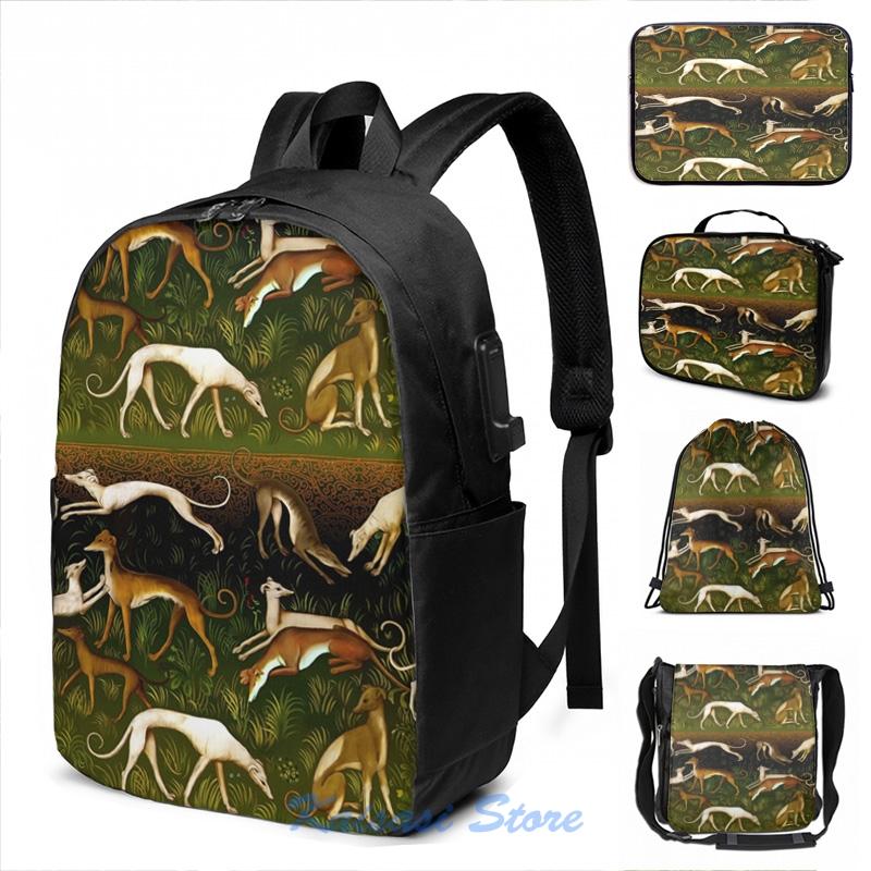 

Backpack Funny Graphic Print Greyhounds USB Charge Men School Bags Women Bag Travel Laptop, Drawstring bag