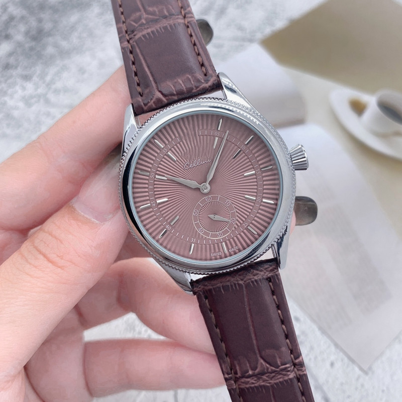 2022 luxury mens watches Three needle Quartz Watch high quality European Top Brand Chronograph clock leather belt fashion 39mm size wholesale mon