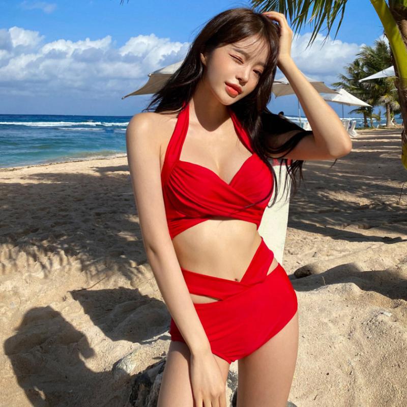 

Women's Swimwear Cross Bikini Set Women Biquinis Two Pieces Solid Swimsuit High Quality Beach Wear 2022 Sexy, Black