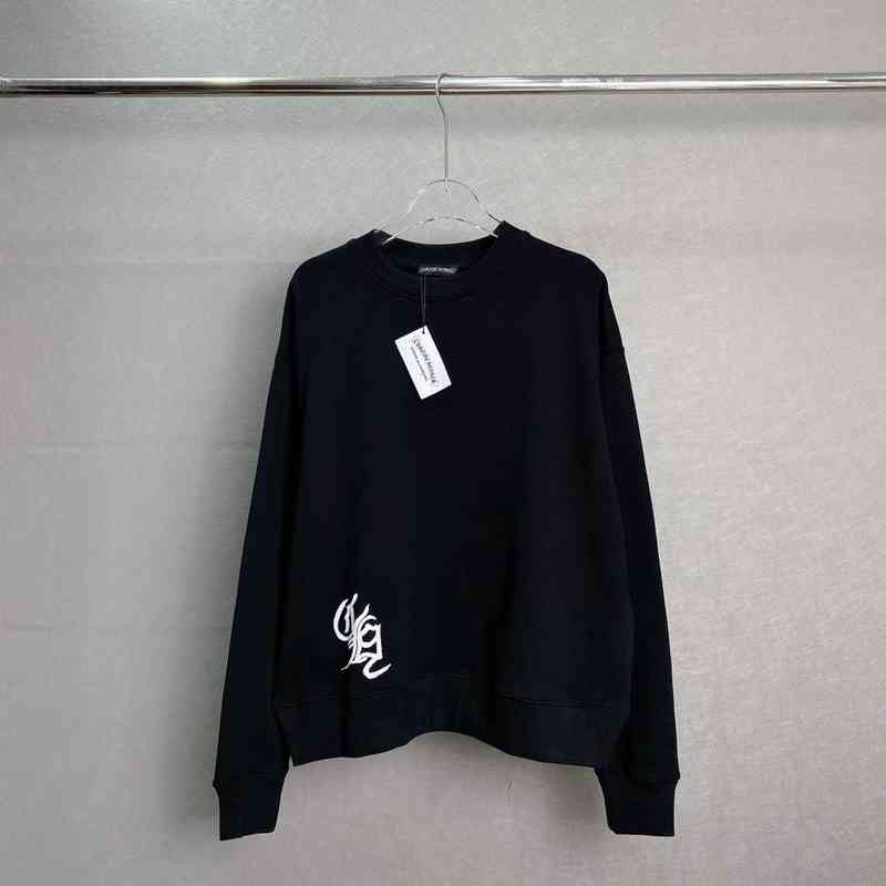 

Chrxin round neck long sleeve sweater Pullover couple graffiti coat for men and women, Black