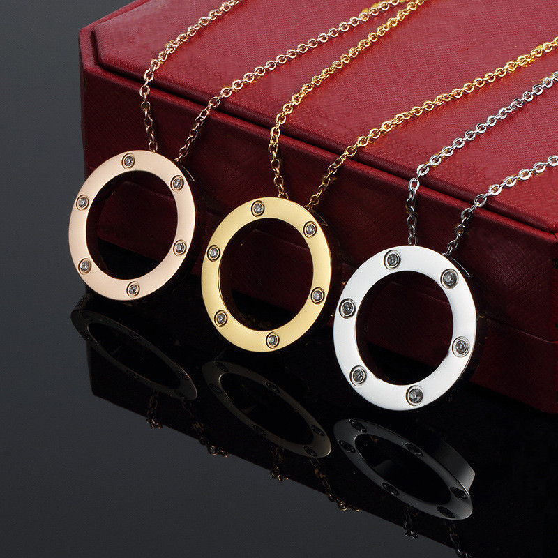 Bijoux élégantes Bijoux CZ Collier pendentif 18K Colliers en acier inoxydable en or