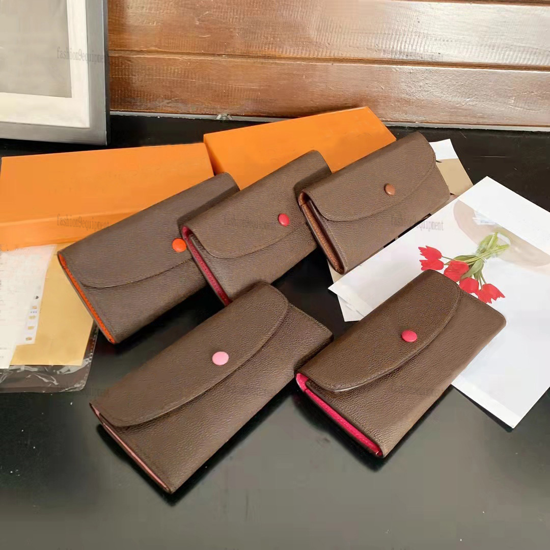 

5AAA Long Purses Women Men Wallets L button Bag Leather Black Luxury Wallet flower Purse Fashion Card Holders Designer Pocket Tote Women Bags With Box, L2 brown flower black