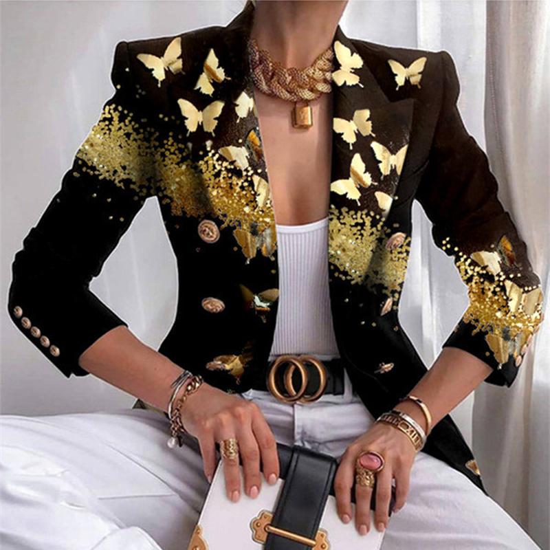 

Women's Suits & Blazers Women Long Sleeve Blazer Jacket Leopard Printing Double Button Office Work Ladie Short Suit Coat Spring Autumn Est, 02
