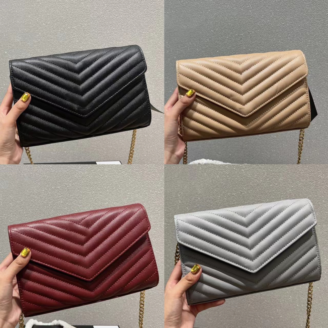 Genuine Leather Handbag Comes Chain Bag Women luxurys Fashion Designers Bags Female clutch Classic High Quality Girl Handbags Solid letters