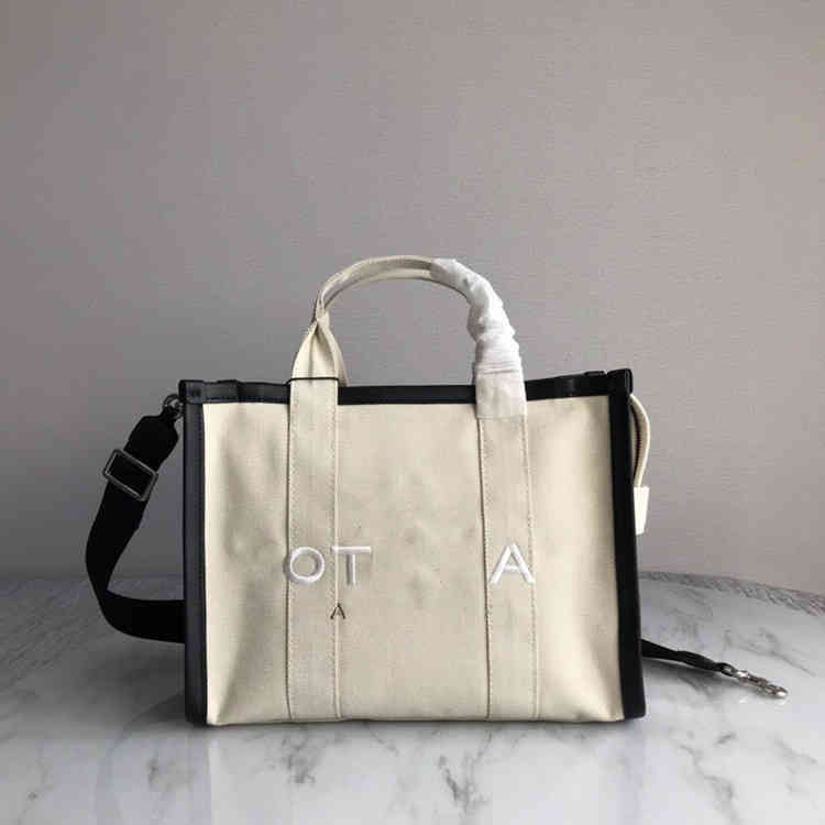 

Fashion Designer Lady's Handbag Large Capacity Canvas Portable Shoulder Bag Letter Fashion Luxury Bag G220630, Beige black letters