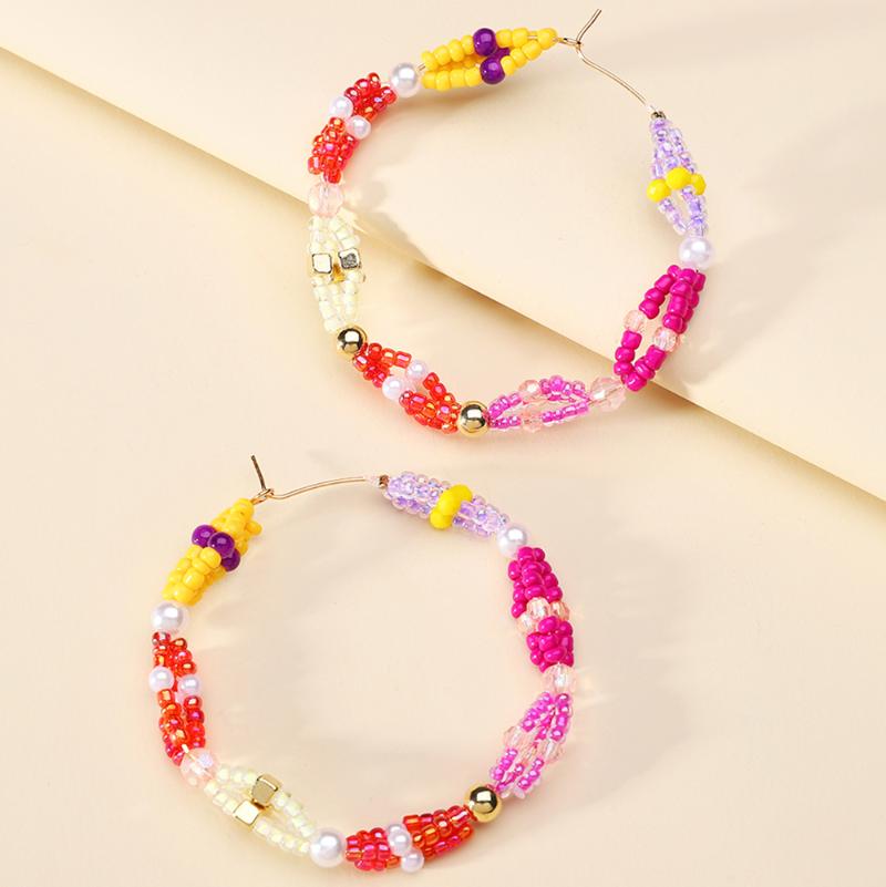

Hoop & Huggie Fashion Boho Acrylic Beads Simulated Pearl Big Circle Earrings For Women 2022 Luxury Design Quality Novelty Gift JewelryHoop