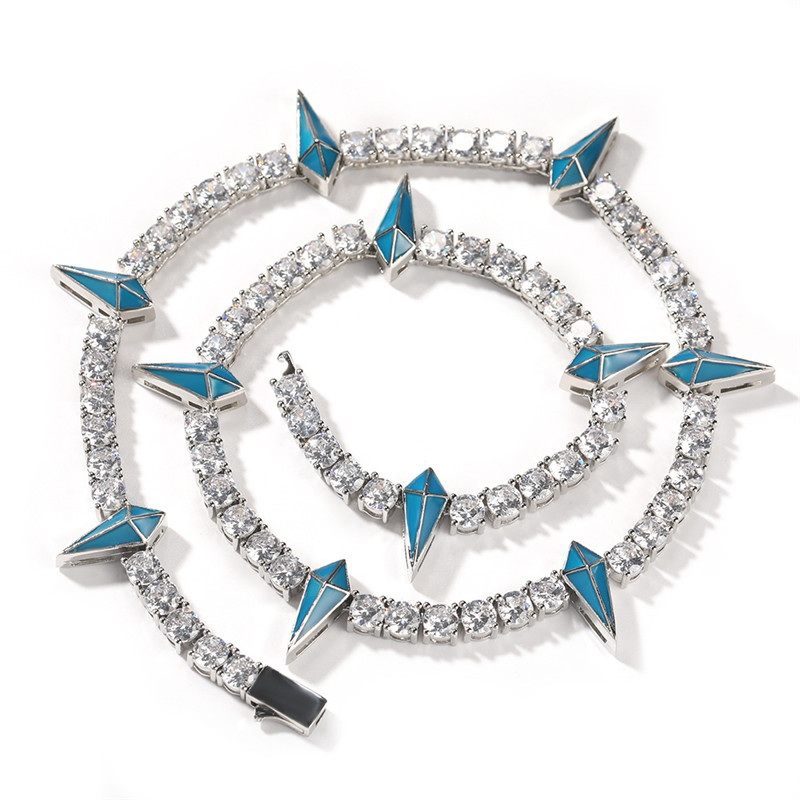 

Iced Out Full Zircon Tennis Chain Necklace White Silver Plated Hip Hop Bling Chain