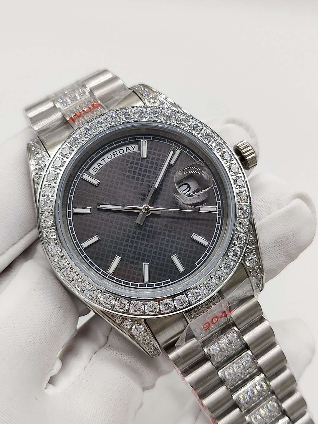 

41mm Man Watch Men's Automatic Mechanial 2813 Movement Watches Diamond Iced Out Silver Stainless Steel Strap Mens Wristwatches Waterproof Man Wristwatch