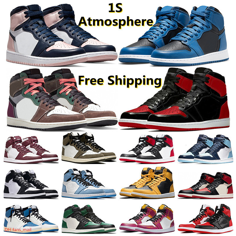 

jumpman 1 basketball shoes 1s men women Dark Marina Blue Atmosphere Bubble Gum Hand Crafted Bordeaux Bred Patent Pollen mens trainers sports, #28 court purple 2.0