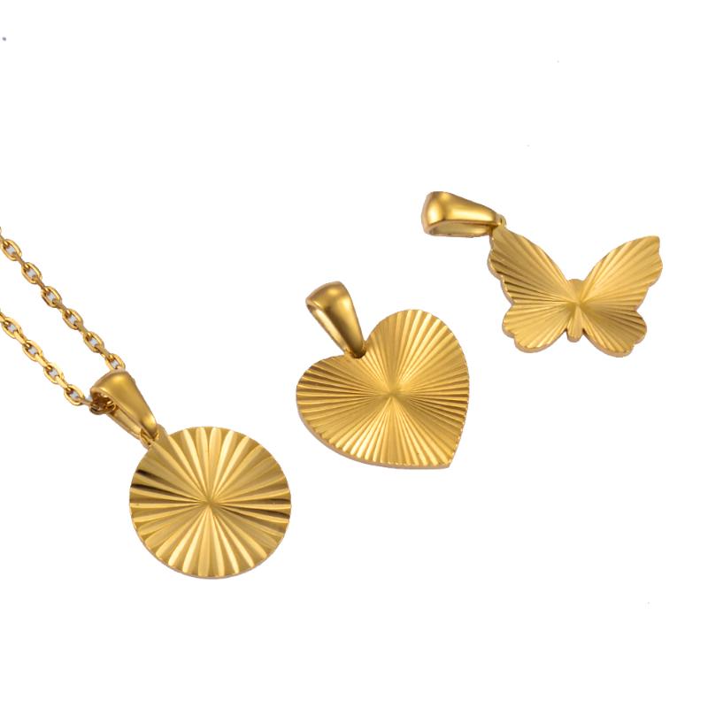 

Pendant Necklaces Stainless Steel Butterfly Heart Shaped Female Necklace 18K Gold Trendy Wearing Jewelry
