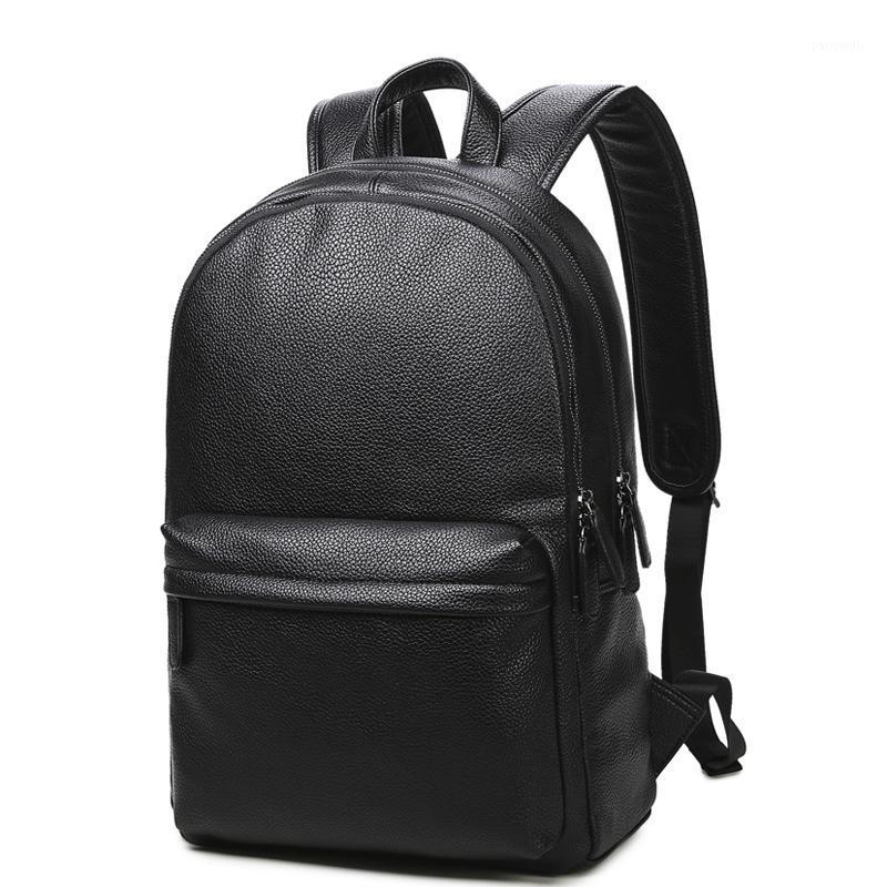 

Backpack Fashion Waterproof 15 Inch Laptop Men Leather Backpacks For Teenager Casual Daypacks, Black
