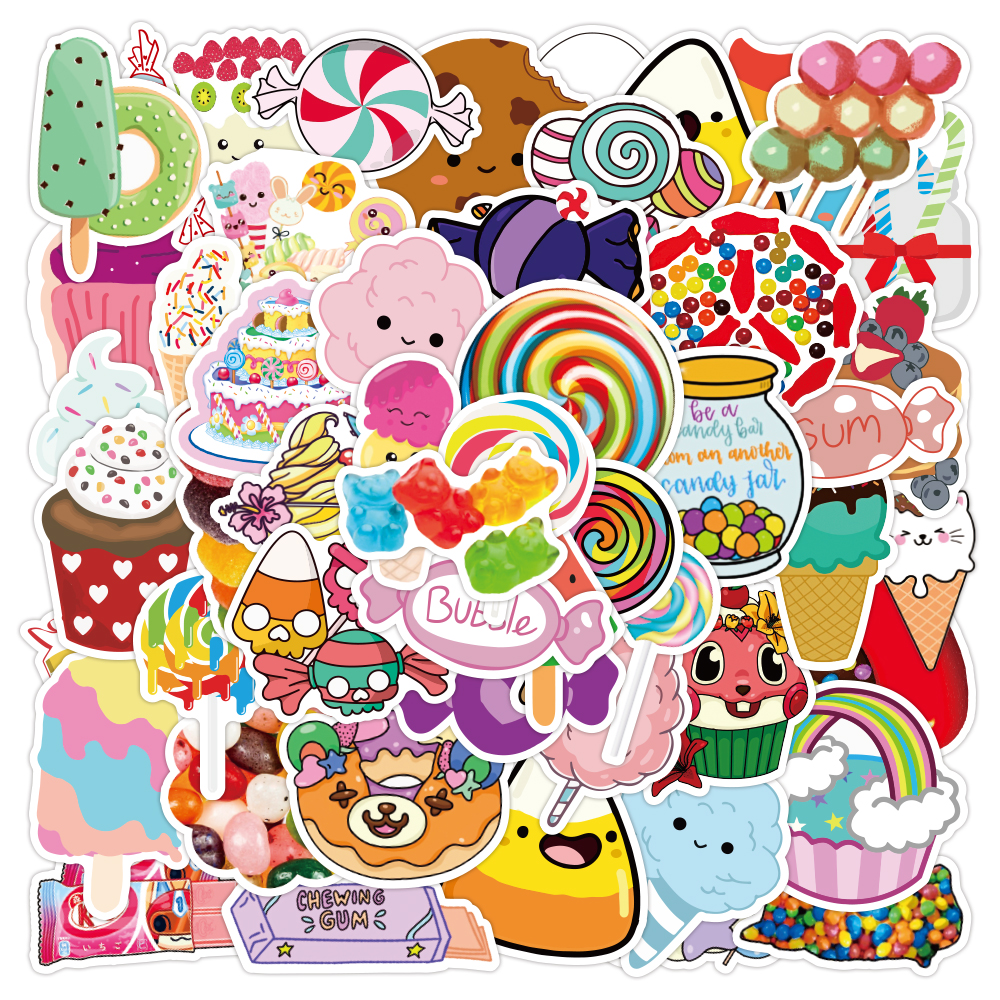 50Pcs Lot Cartoon Sweets Fruit Lollipop cute Stickers Pack For Kids Water Bottle Car Decals Phone Case Notebook Kawaii Diy Toys Laptop Wall Skate-image-759829302