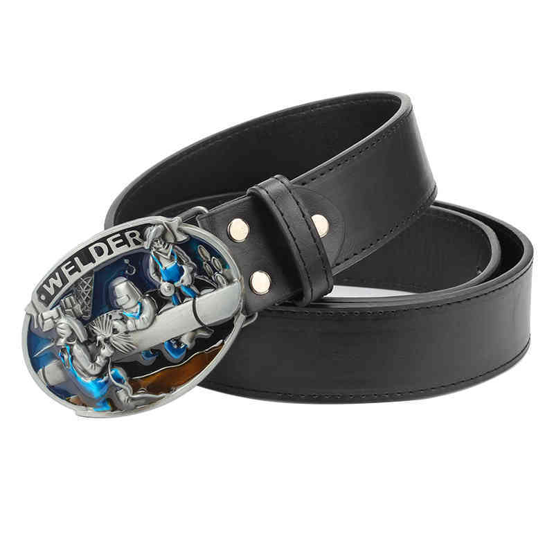 

Fashion Man Leather Riem Lasser Gp Werkman Lassen Employee Occupation Metals For Poison Men, Black