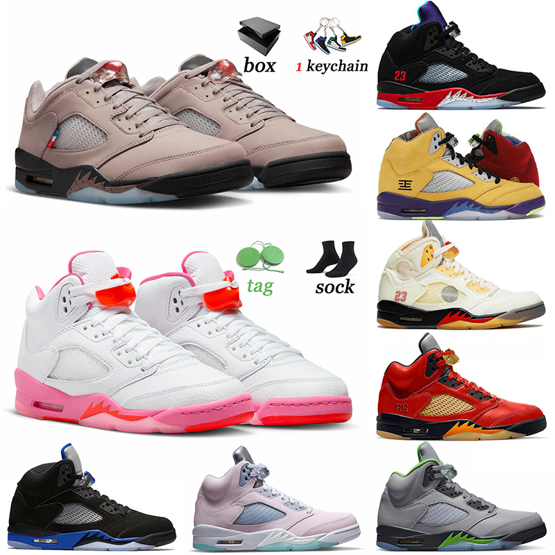 

Designer Jumpman 5 Basketball Shoes Mars For Her Mens Sports Pinksicle Men Trainers 5s Low PSGs Concord Aqua Jade Horizon Sneakers off Racer Blue White Sail Green Bean, 40-47 white cement