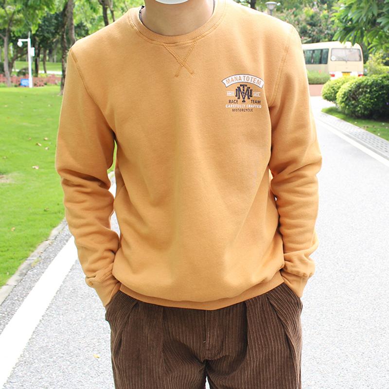 

Men's Hoodies & Sweatshirts Autumn Winter American Retro Thickened Plus Velvet Double-sided Printed Men's Fashion Heavyweight Knitted Sw, Black