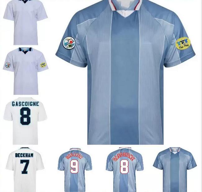

1996 SHEARER retro soccer jersey Gascoigne McManaman SOUTHGATE classic vintage Sheringham 96 98 home away Beckham football shirt