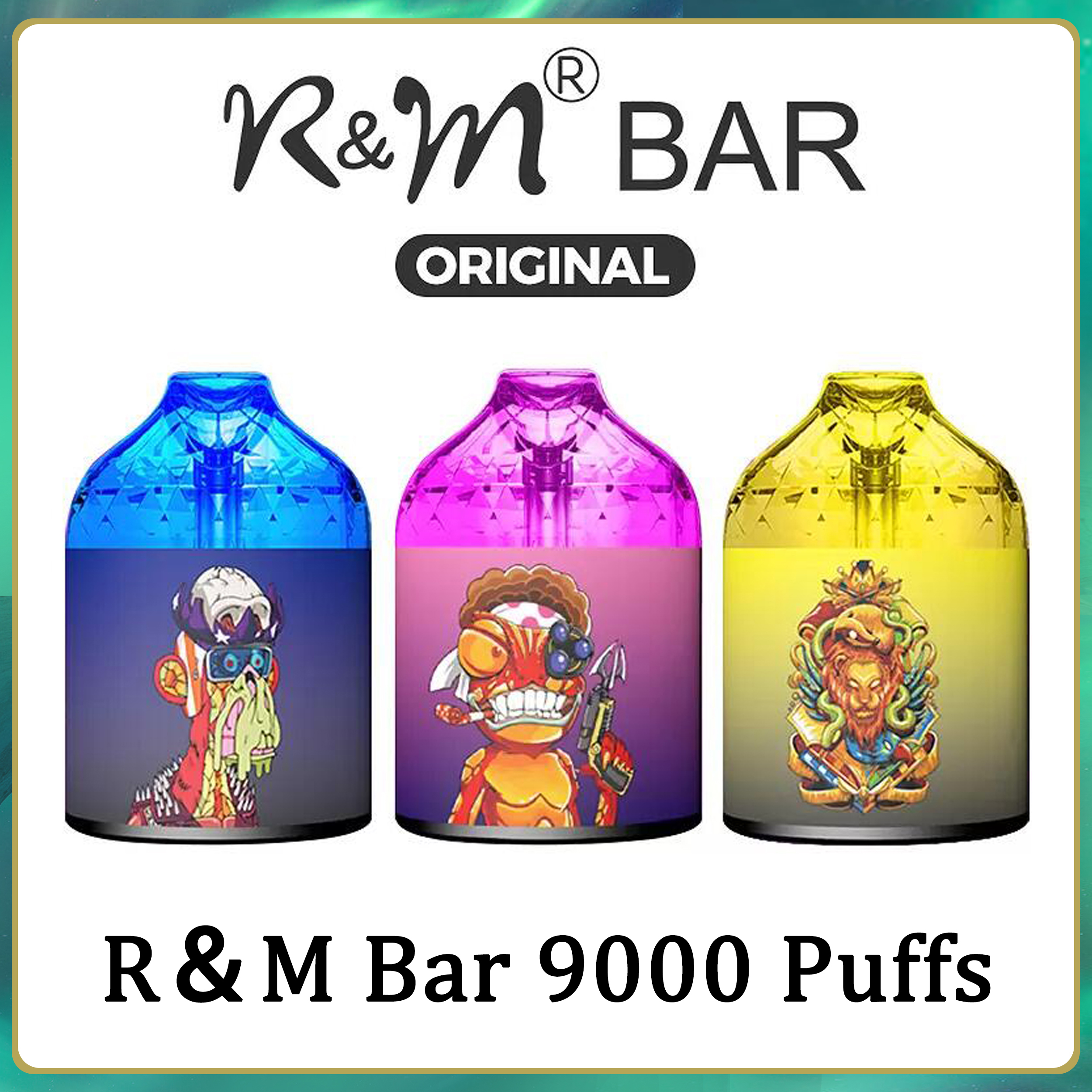 

100% Original R&M Bar RM 9000Puffs Disposable E cigarette Vape Pen 15ml Prefilled 7Colors LED Light 2% 5% Cartridge Pod Device Mesh Coil Rechargeable Airflow Control