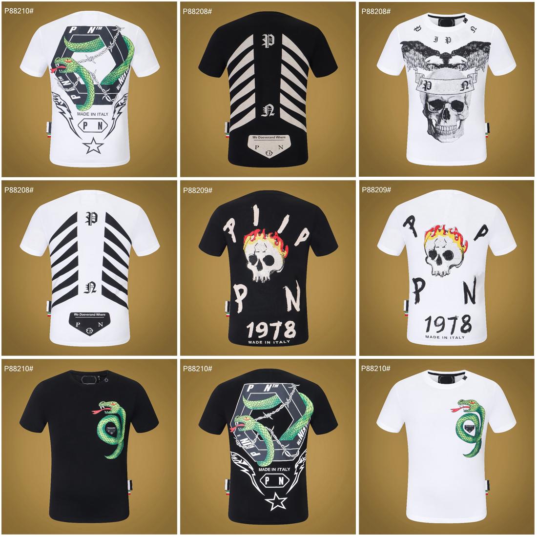 

PP Fashion Men's Designer slim fit T-shirt Summer rhinestone Short Sleeve Round Neck shirt tee Skulls Print Tops Stree uhJ PHILIPPs PLEINs, # 2