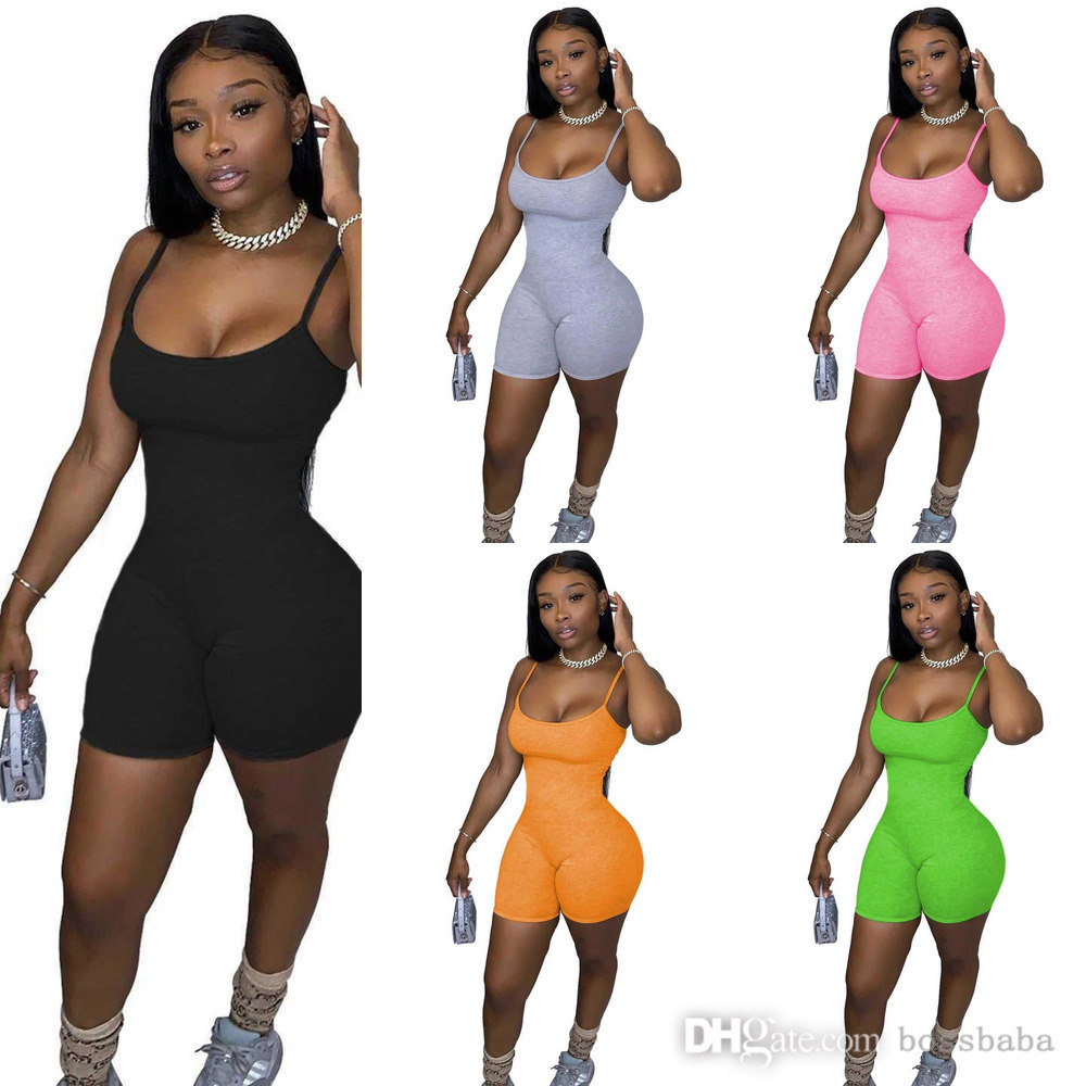 

Designer Women Short Jumpsuits Pajama Summer Onesies Sleeveless Playsuits Rompers Plus Size Dhl Solid Color Lady Clothes, Mix or leave a message
