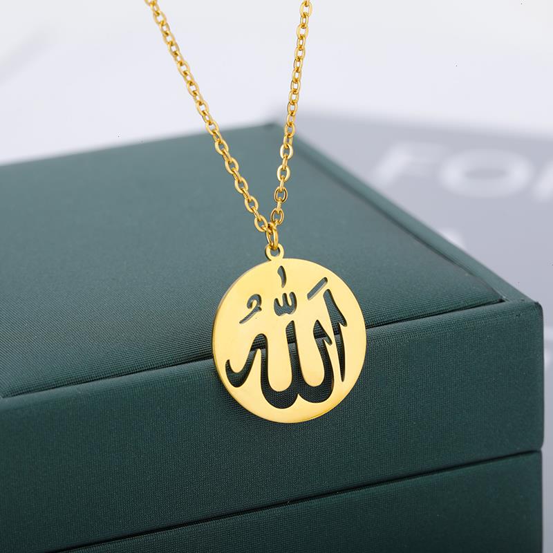 

Arabic God Allah Pendant For Women Men Stainless Steel Islamic Muslim Round Choker Necklaces Fashion Jewelry Gifts