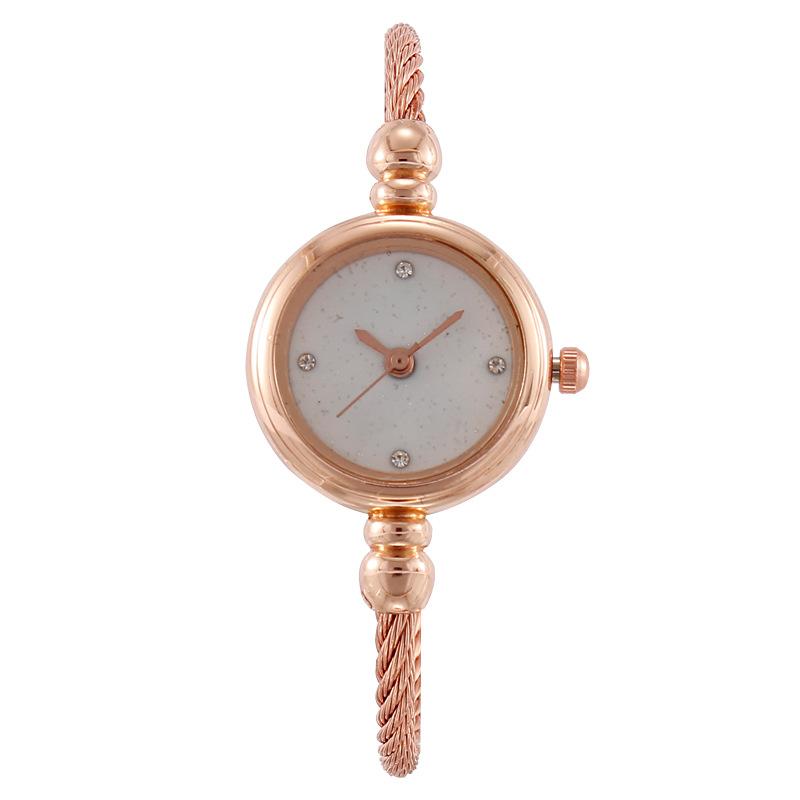 

Wristwatches Retro Round Quartz Mini Rhinestone Dial Casual Wrist Watches Stainless Strap Fashionable Clock Waterproof Wristwatch For Women, Rose gold brown