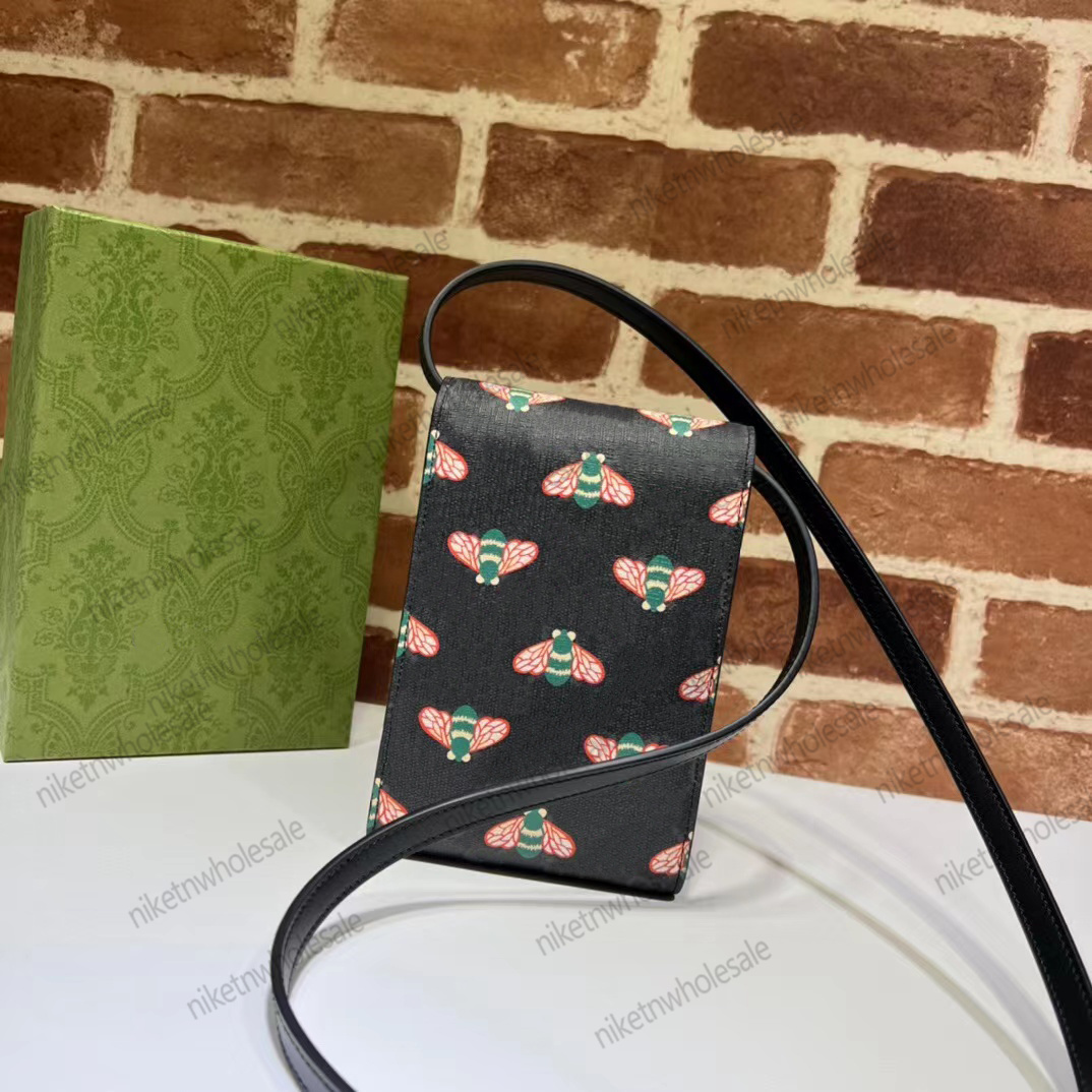 

Designer Leather Mobile Phone Bag Small Card Wallet Women Bee Shoulder Camera Bag 673016, ##