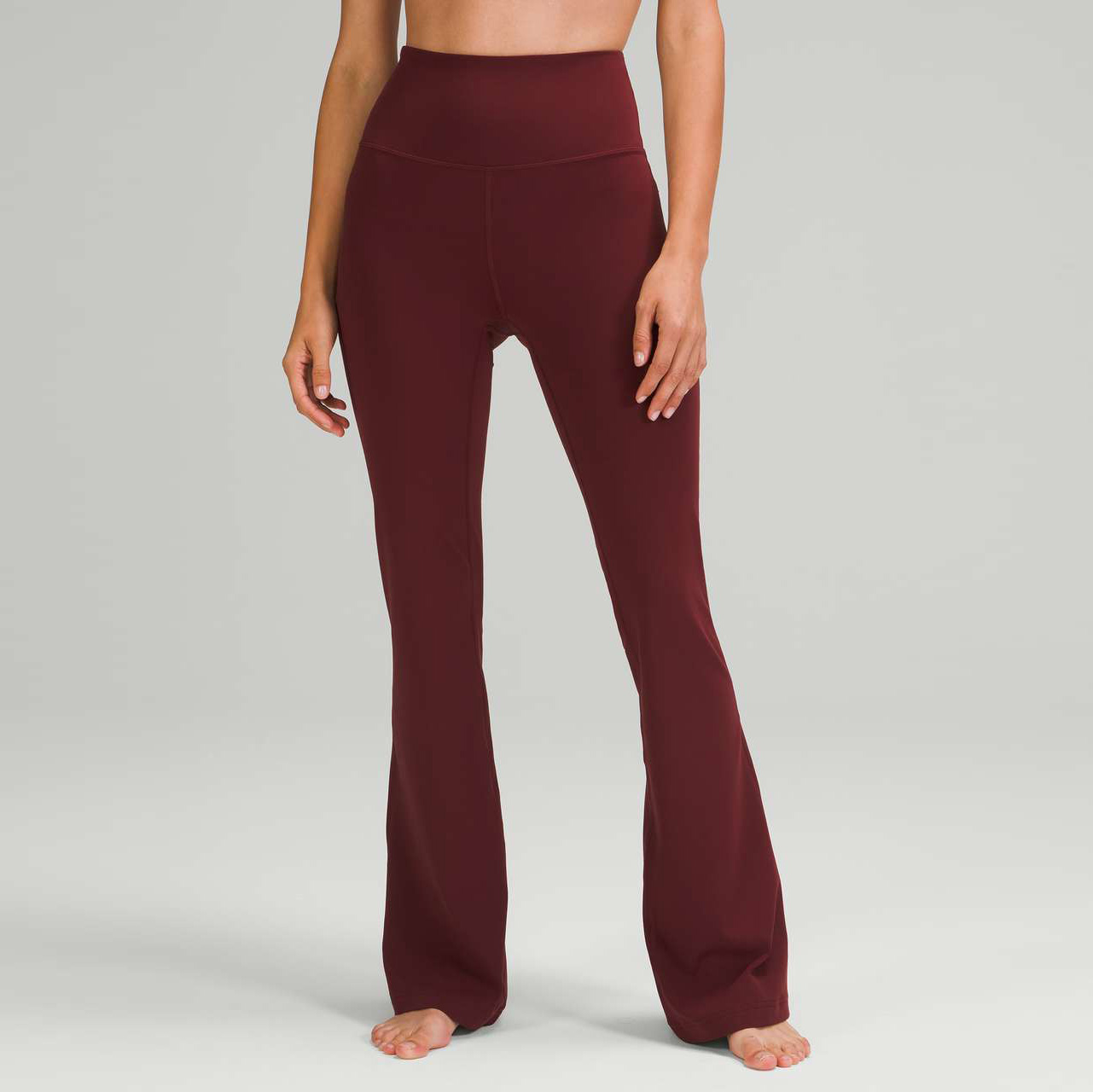 

High Waist Flared Pants Thin Yoga Naked Feel Lycra fabric wicks sweat our way stretch Women Elastic Workout Gym Running Sportwear, Black