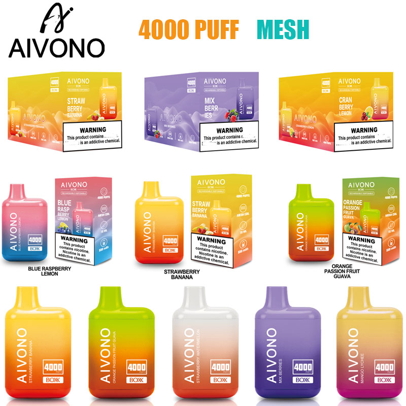 

AIVONO AIM BOXX 4000 Puff Mesh Disposable Vape 2% 5% 0% Strength E Cigarette 10ml bang bc4000 5000 bar Original