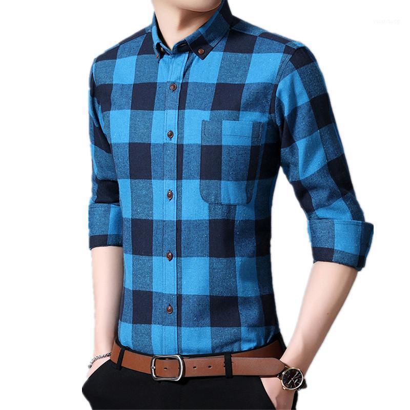 

Spring Fall Casual Long Sleeve Shirt Soft Comfortable Slim Men's Fashion Business Plaid Blouses Large Size M-4XL Shirts, Red