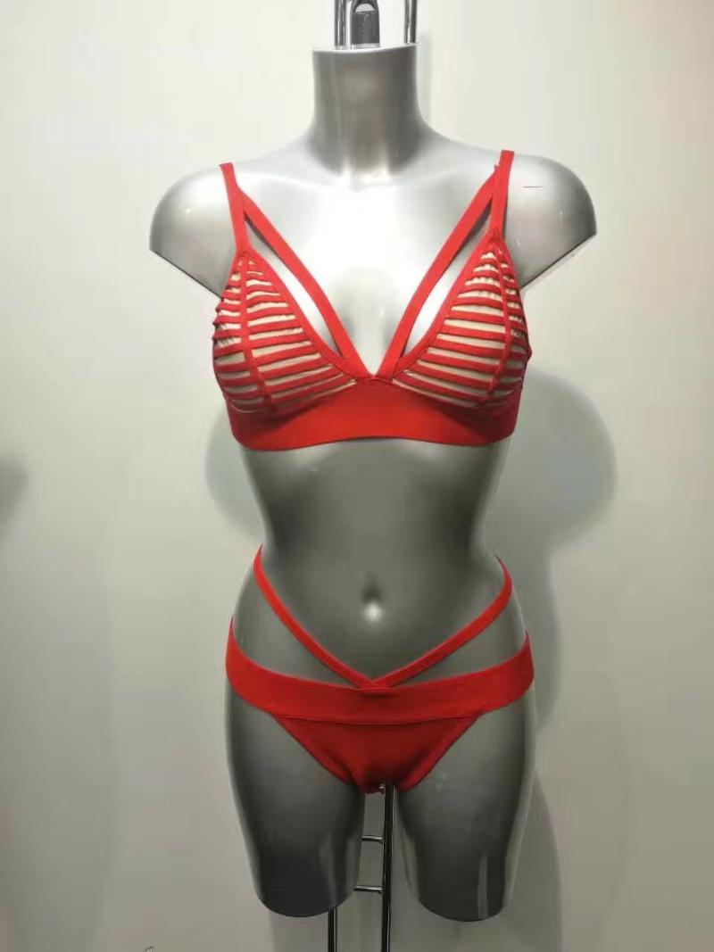 

Women's Swimwear Sexy Bandage Bikini Women Beach Wear Swimsuit Bathing Suit Bodycon Bodysuits, Red