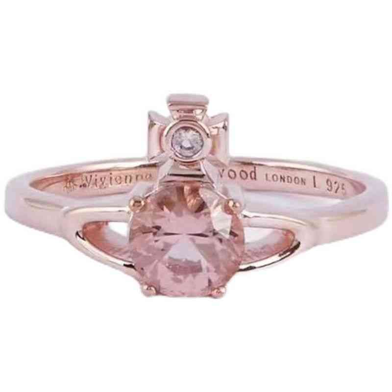 

Empress Dowager Sweet Princess Pink Saturn female ring Vivian simple ring female classic 18k rose gold