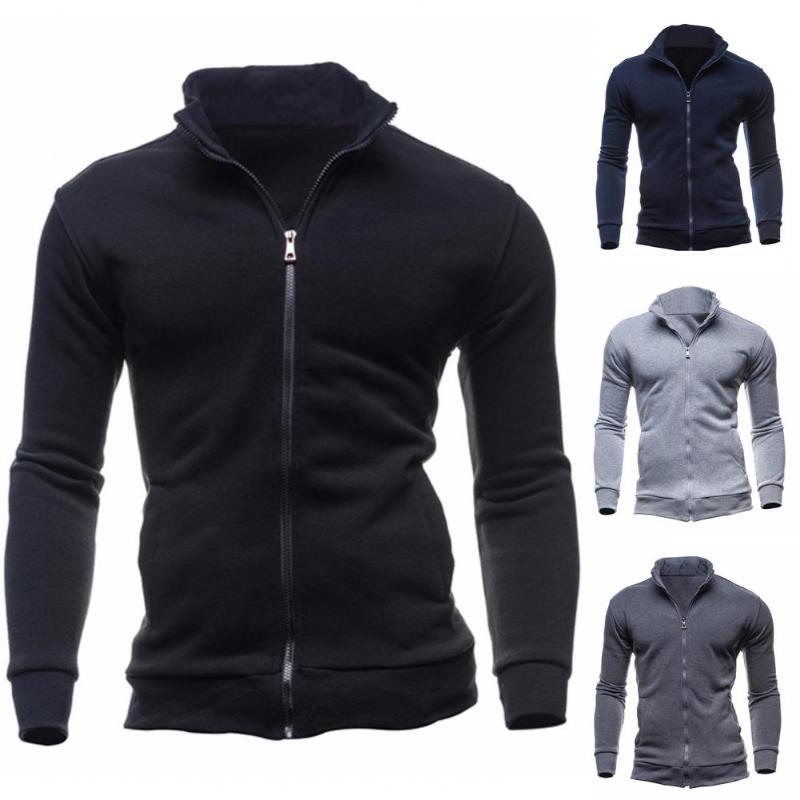

Men's Jackets Coat Stylish Slim-fitting Pure Color Sweatshirt Streetwear Men, Black