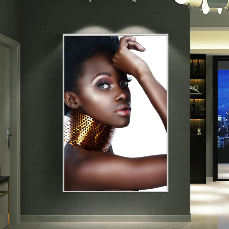 

Black Beautiful model Girl Posters and Prints Wall Art Canvas Painting Portrait Art Pictures for Living Room Home Decor No Frame