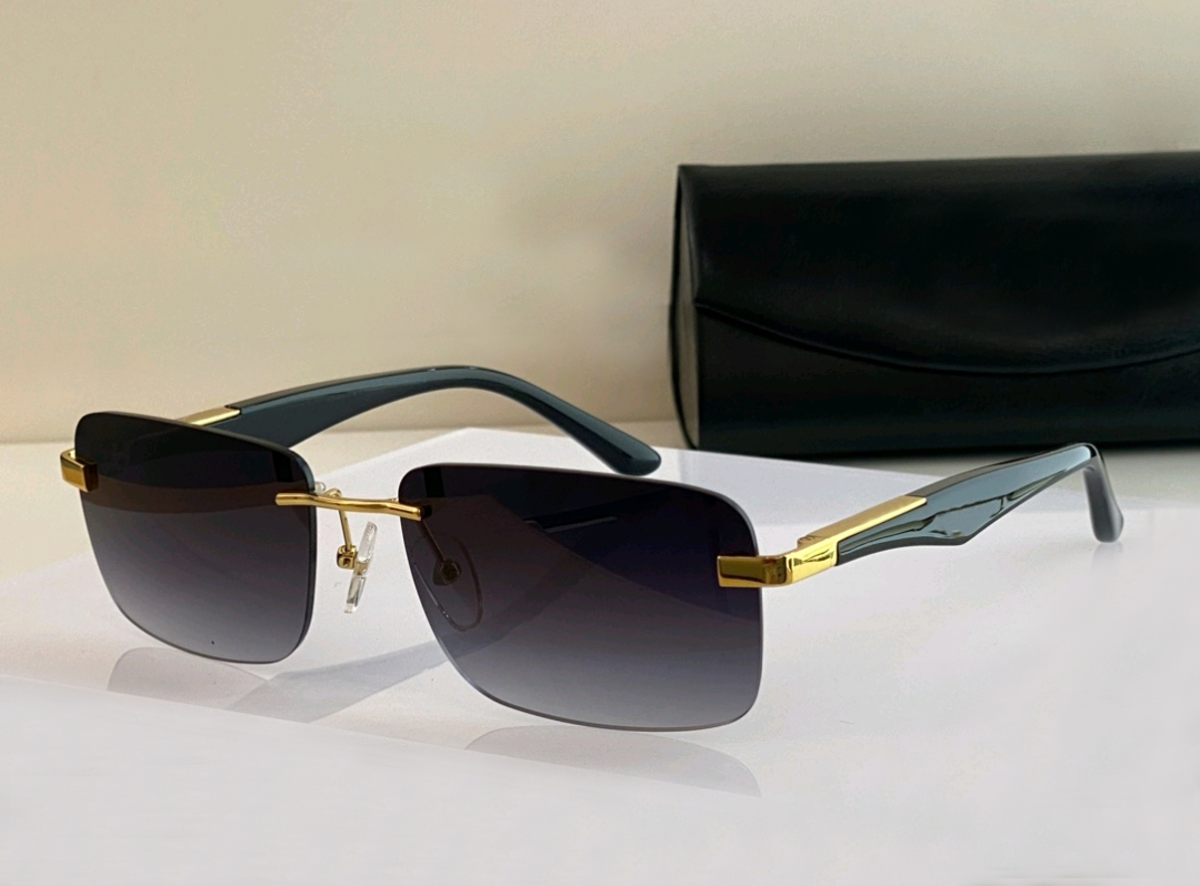 

Rimless Square Sunglasses Gold Grey Shaded Men Sun Glasses Shades Sonnenbrille with Box