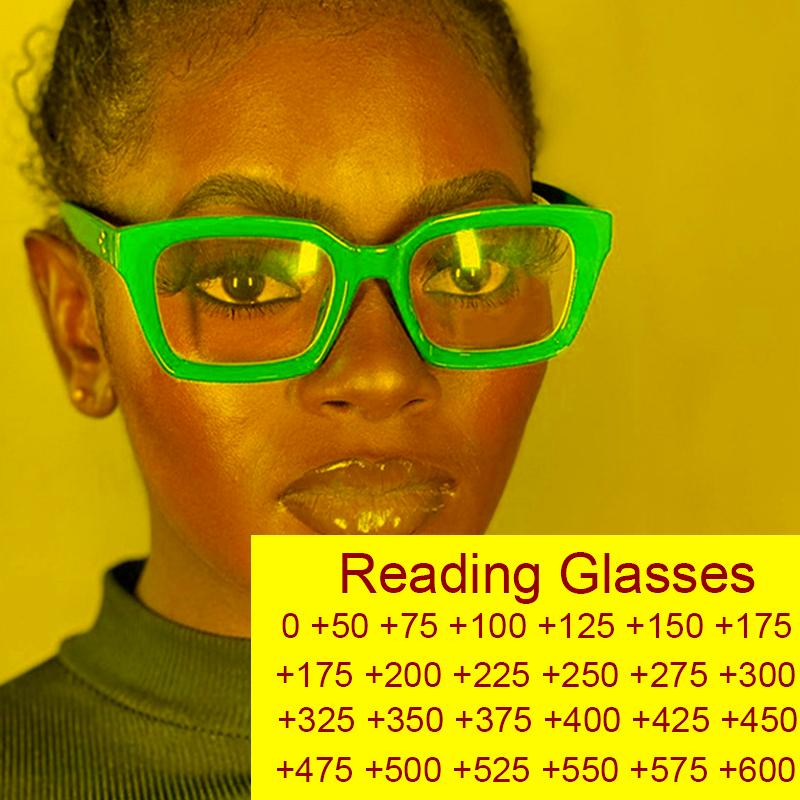 

Sunglasses Anti Blue Light Reading Magnifying Glasses Transparent Computer Classic Rivet Square Women's Eyeglasses FarsightednessSunglas