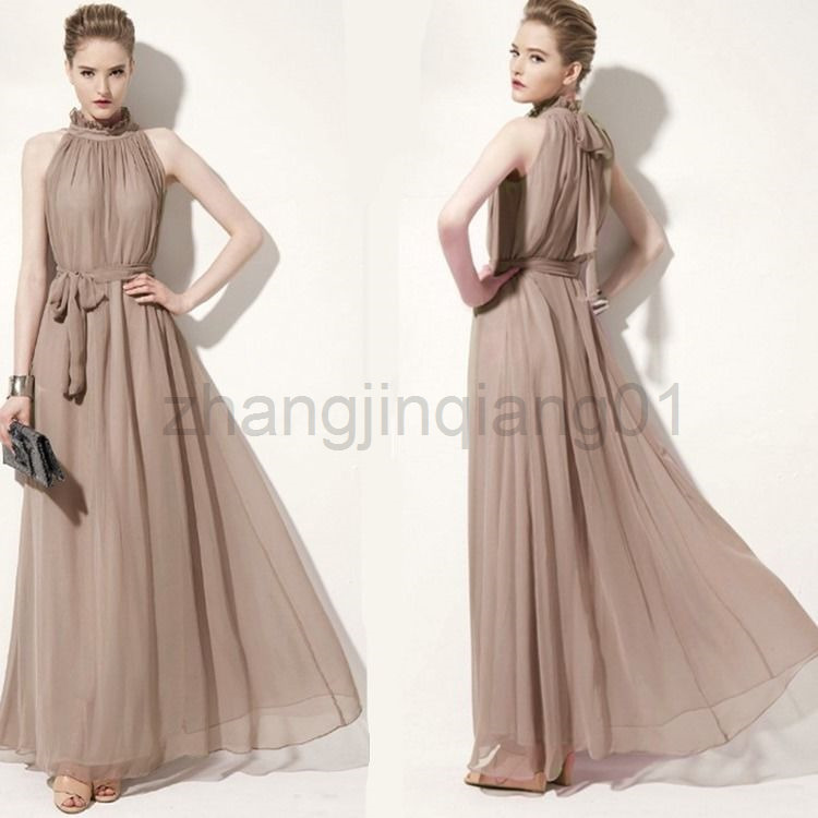 Designer Wed Prom Demoiselle D'honneur D'été Robe De Fille De Fleur Nouveau Grand Womens Fat Mm Bohème Cou St Col En Mousseline De Soie Robe De C