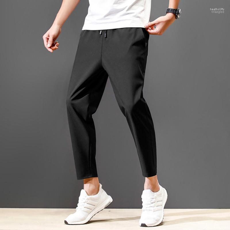 

Men's Pants Men Solid Ankle-length Simple All Match Mens Breathable Korean Style Fashion Plus Size Trousers Males Harajuku Heat22, Black2