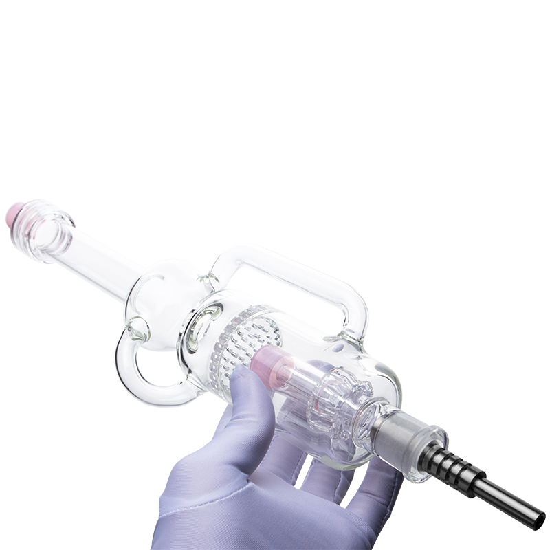 

CSYC NC065 Smoking kit Recycler Dab Rig Glass Water Pipe With comb Percolator 14mm Gr2 Titanium Quartz Tip Cyclone Birdcage
