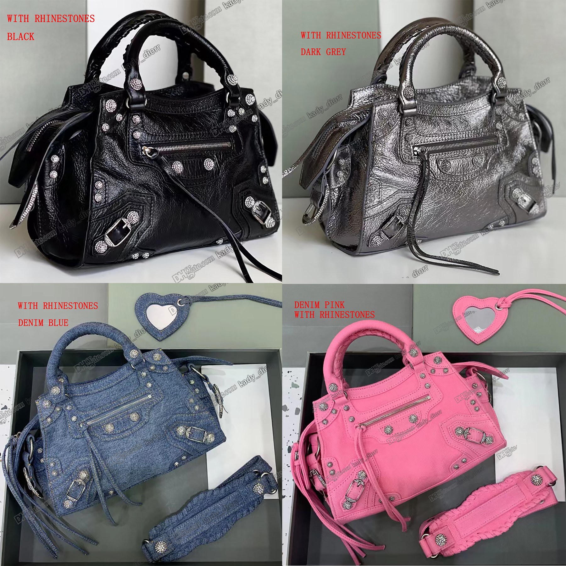 

Le Cagole Bucket Bag NEO CAGOLE HANDBAG WITH RHINESTONES black Arena lambskin motocycle purse, Customize