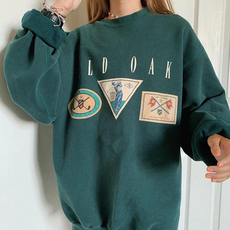 Women's Hoodies With Fleece Casual Printed Long-sleeved Round Neck Sweatshirt Cropped Hoodie Women & Sweatshirts