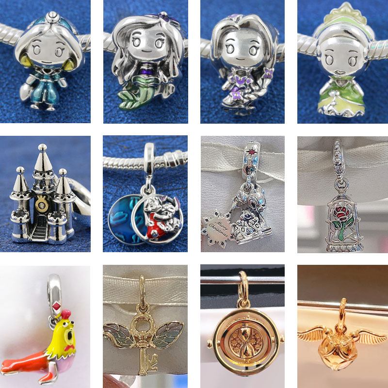 

925 Silver Fit Pandora Charm 925 Bracelet Love Heart Lion Fish Toys Bead Fit charms set Pendant DIY Fine Beads Jewelry