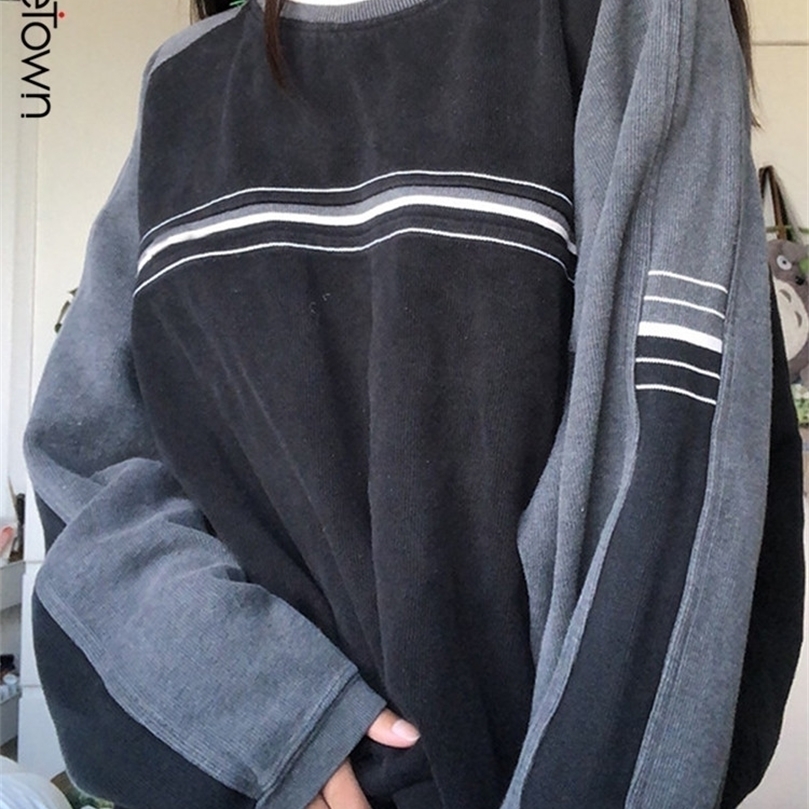 

Sweetown Contrast Patchwork Grunge Sweatshirts Harajuku Korean Casual Long Sleeve Pullovers Women Autumn Winter Outfits 220812, As picture