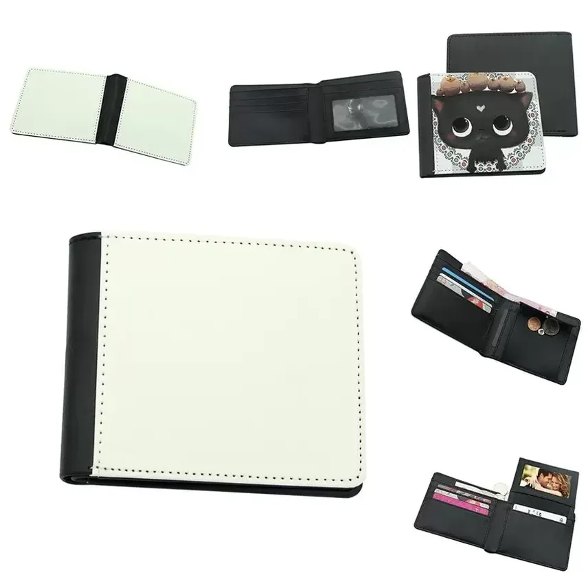 

Party Favor Double Sided Sublimation Blank Wallet Bags Men's PU Leather Blanks Purse DIY Photo Card Bag Birthday Gift sxjun12