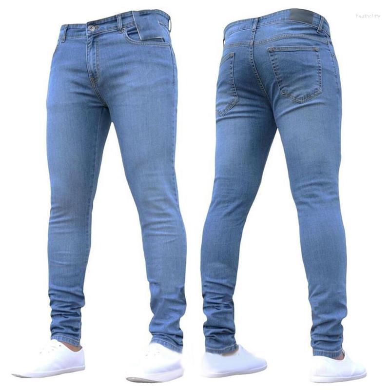 

Men' Jeans Mens Pants Zipper Stretch Casual Slim Fit Trousers Male Plus Size Pencil Denim Skinny For MenMen' Heat22, Light blue