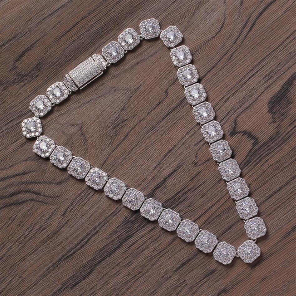 

019 12mm 16" 18" 20" brass setting CZ Tennis Chain Necklace Iced Out Cubic Zircon Bling Bling Jewelry267U