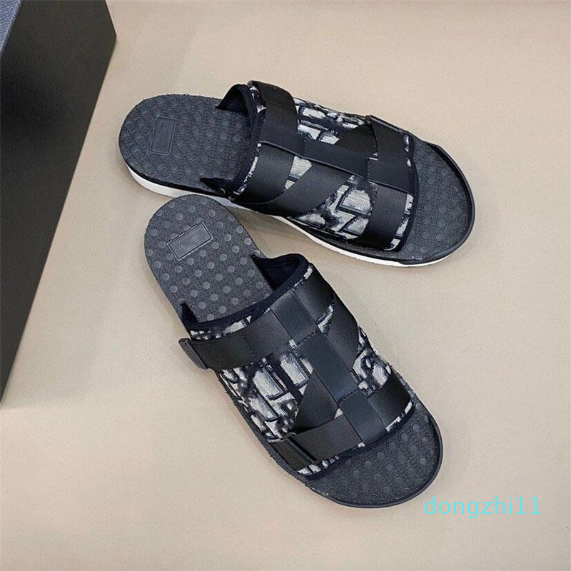 

2022 New Fashion Men BLACK ALPHA SANDAL IN OBLIQUE JACQUARD summer Men slippers nylon bands comfortable rubber sole scuffs size 38-45, #1