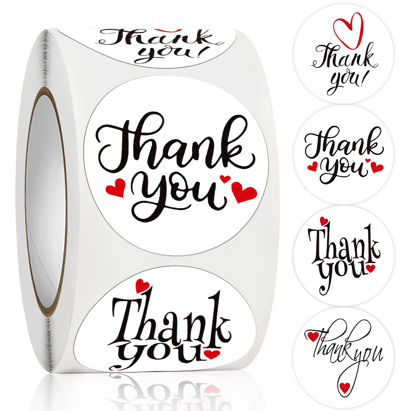 

Thank You Adhesive Stickers Heart Print 500 PCS Labels per Roll 1222506