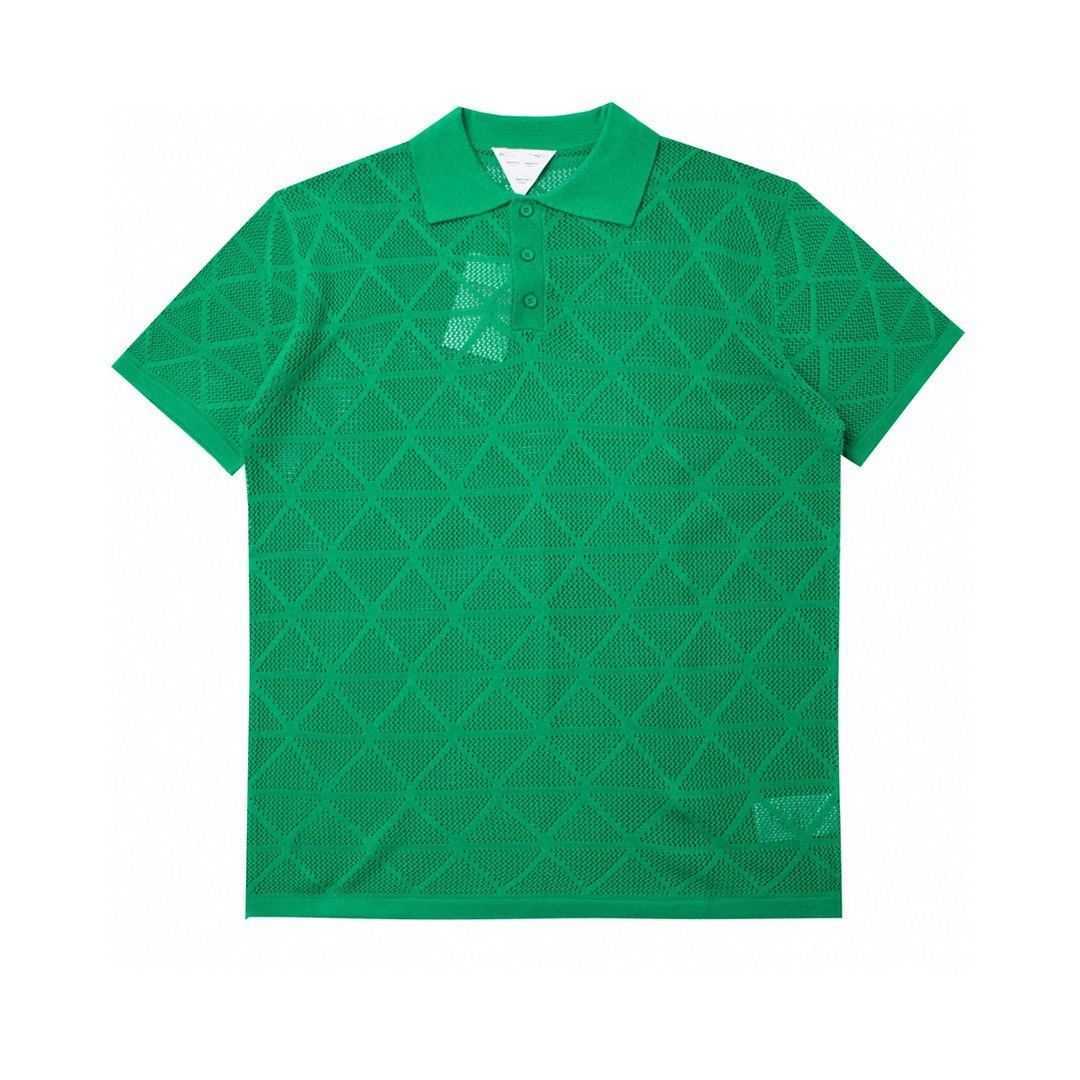 

High quality 22s spring and summer bv latest three-dimensional woven mesh wool T-shirt couple loose half sleeve backing, Black